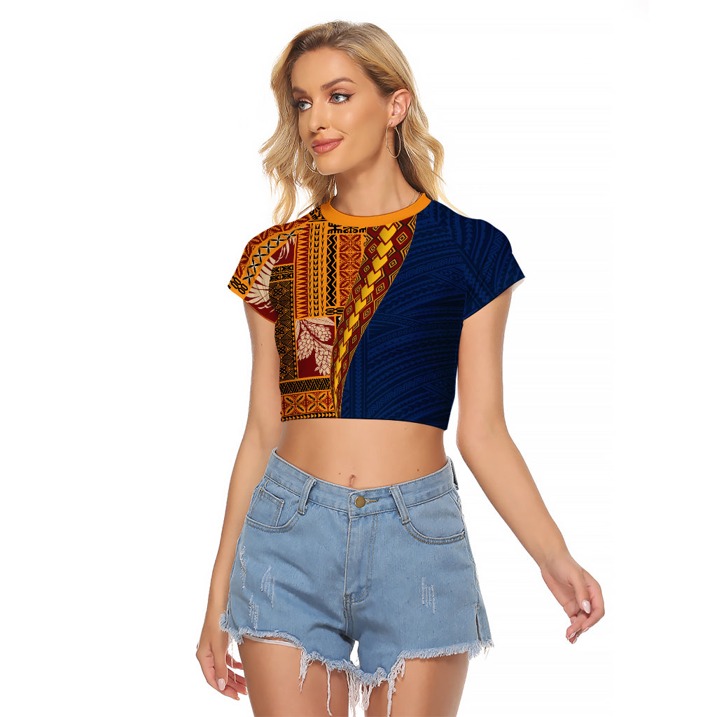 Samoa Siapo Motif Half Style Raglan Cropped T Shirt Colorful Version