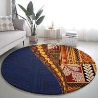Samoa Siapo Motif Half Style Round Carpet Colorful Version
