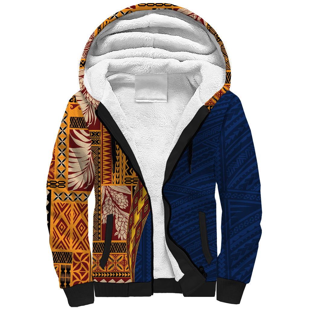 Samoa Siapo Motif Half Style Sherpa Hoodie Colorful Version