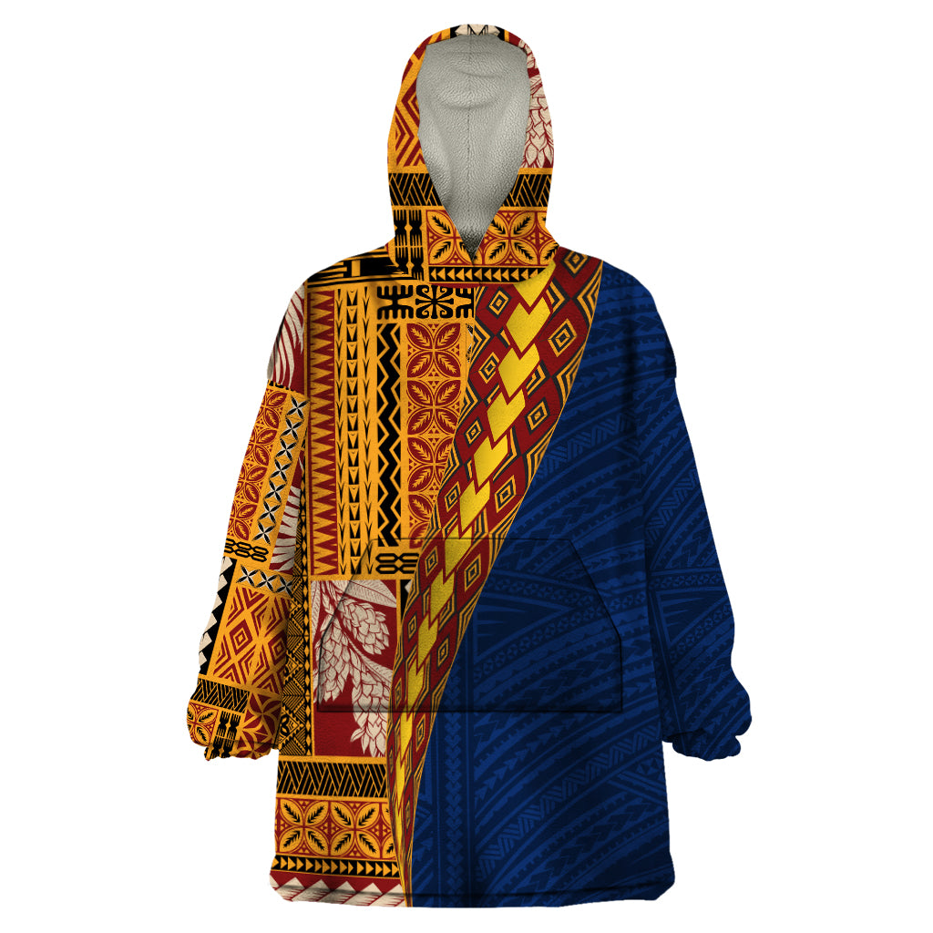 Samoa Siapo Motif Half Style Wearable Blanket Hoodie Colorful Version