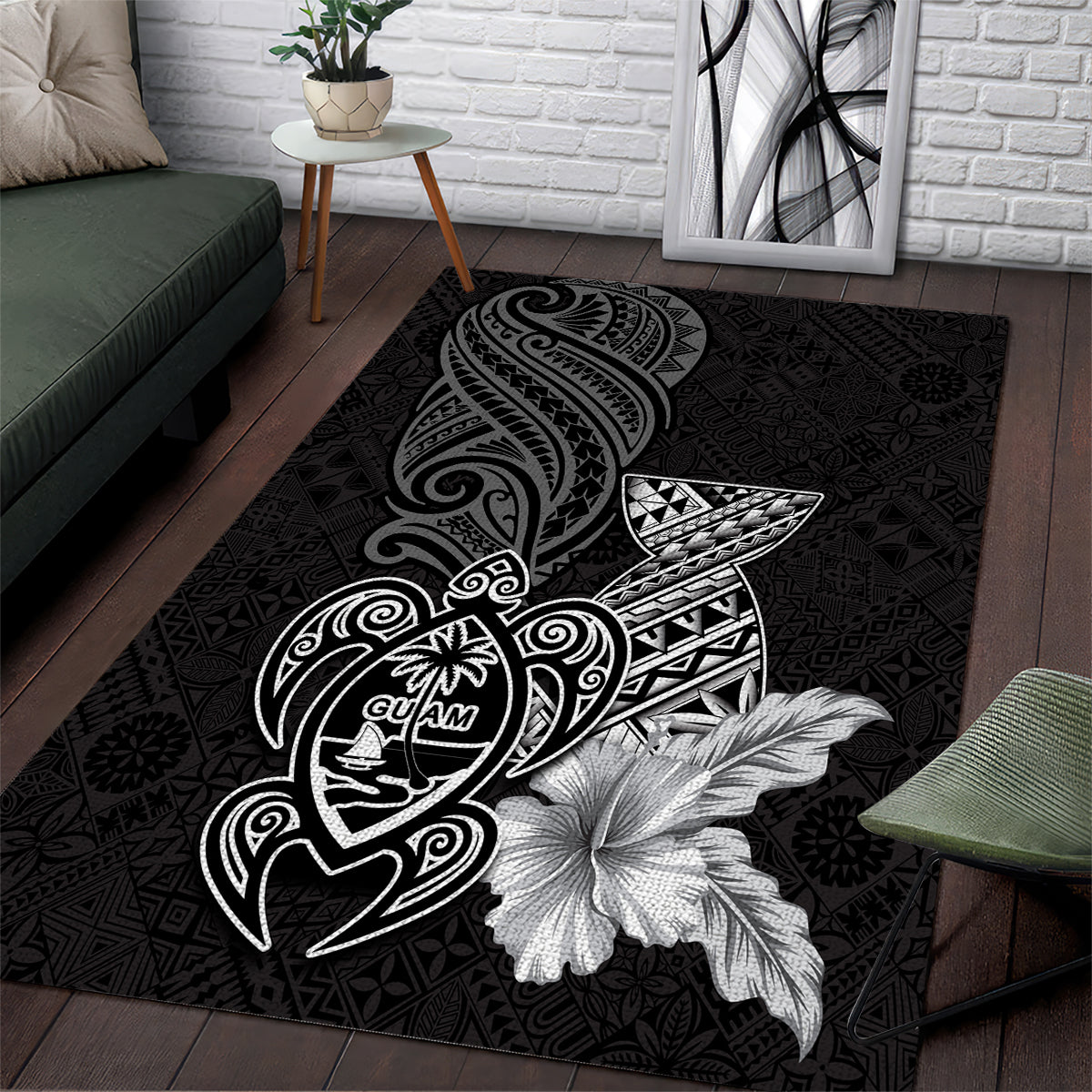 Guam Latte Stone Chamorro Culture Area Rug Tapa Pattern