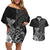 Guam Latte Stone Chamorro Culture Couples Matching Off Shoulder Short Dress and Hawaiian Shirt Tapa Pattern