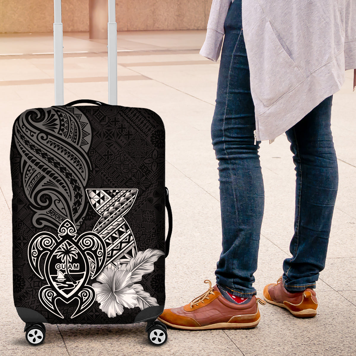 Guam Latte Stone Chamorro Culture Luggage Cover Tapa Pattern