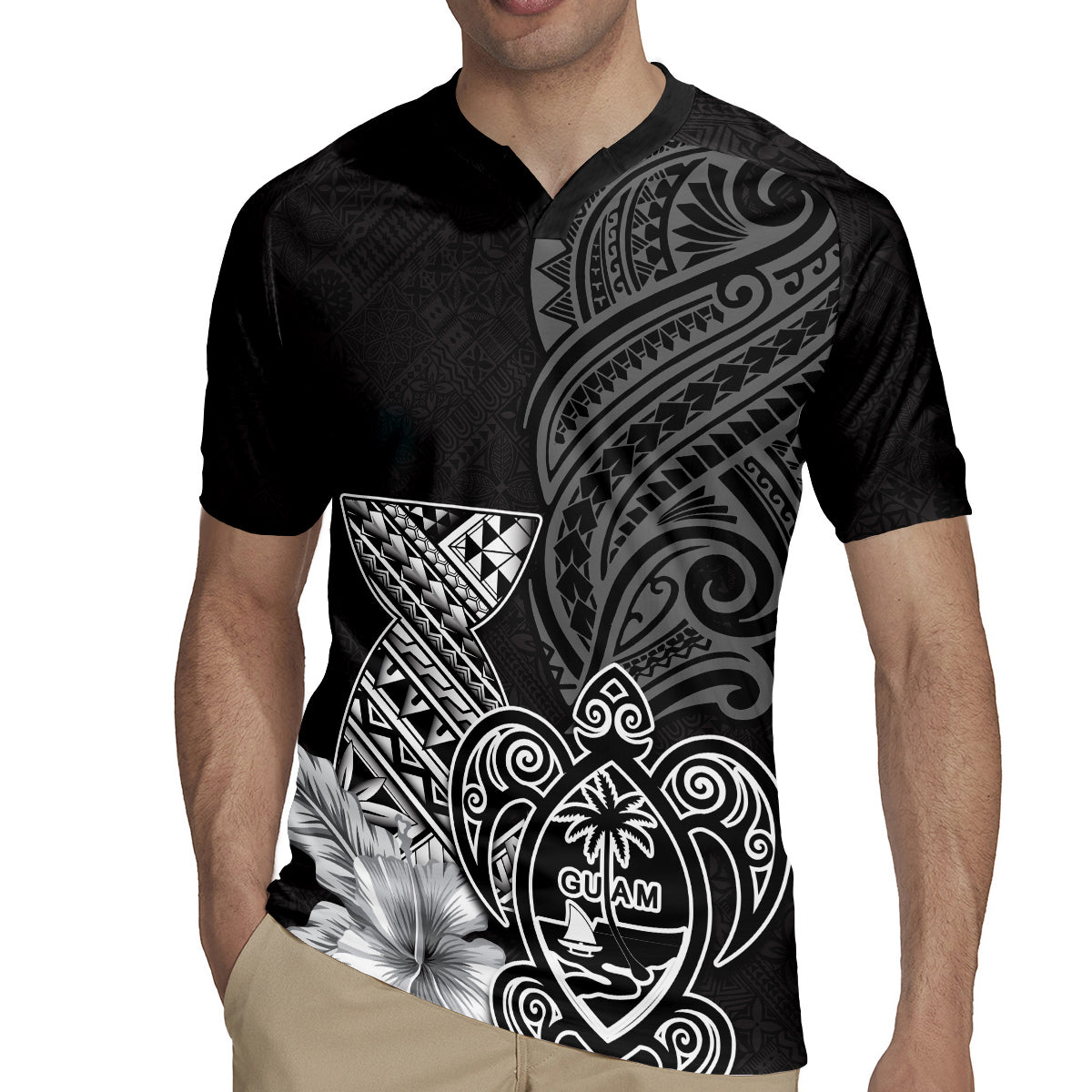 Guam Latte Stone Chamorro Culture Rugby Jersey Tapa Pattern