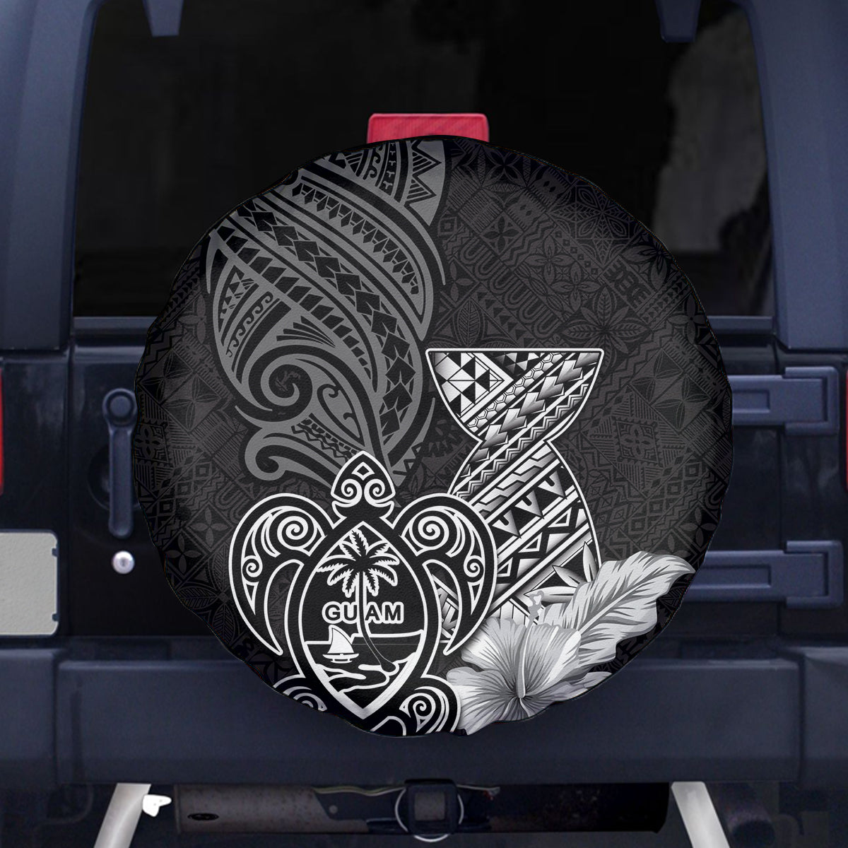 Guam Latte Stone Chamorro Culture Spare Tire Cover Tapa Pattern