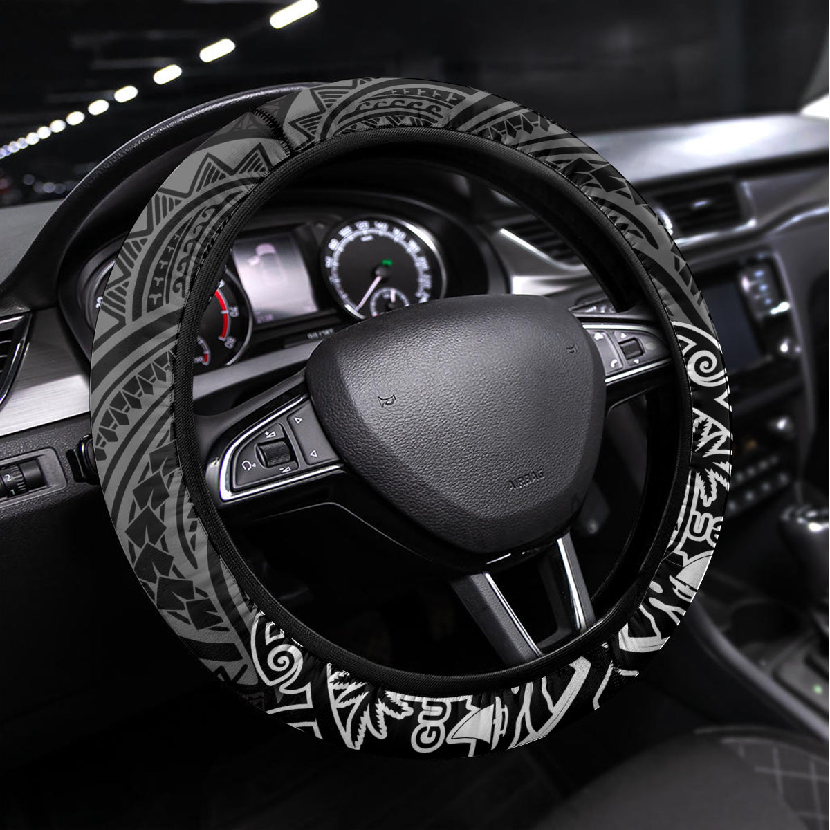 Guam Latte Stone Chamorro Culture Steering Wheel Cover Tapa Pattern