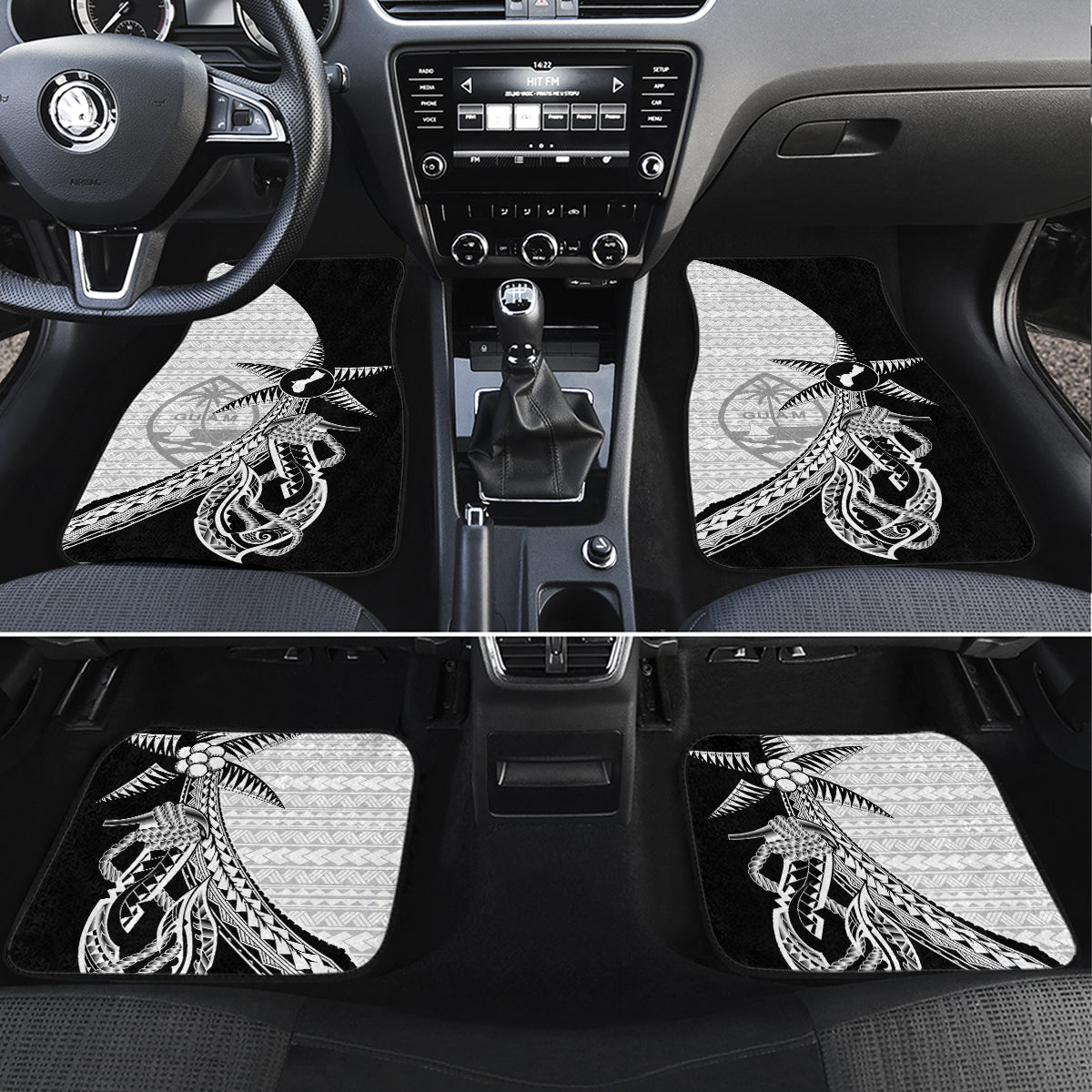 Guam Fish Hook and Palm Tree Car Mats Polynesian Pattern Half Style