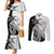 Guam Fish Hook and Palm Tree Couples Matching Mermaid Dress and Long Sleeve Button Shirt Polynesian Pattern Half Style