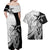 Guam Fish Hook and Palm Tree Couples Matching Off Shoulder Maxi Dress and Hawaiian Shirt Polynesian Pattern Half Style