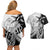 Guam Fish Hook and Palm Tree Couples Matching Off Shoulder Short Dress and Hawaiian Shirt Polynesian Pattern Half Style