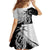 Guam Fish Hook and Palm Tree Family Matching Off Shoulder Short Dress and Hawaiian Shirt Polynesian Pattern Half Style