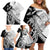 Guam Fish Hook and Palm Tree Family Matching Off Shoulder Short Dress and Hawaiian Shirt Polynesian Pattern Half Style