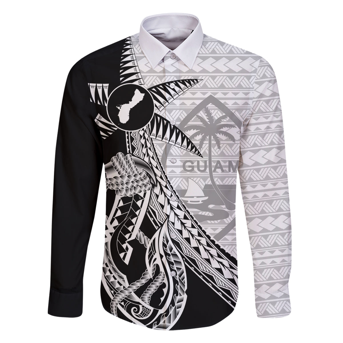 Guam Fish Hook and Palm Tree Family Matching Summer Maxi Dress and Hawaiian Shirt Polynesian Pattern Half Style