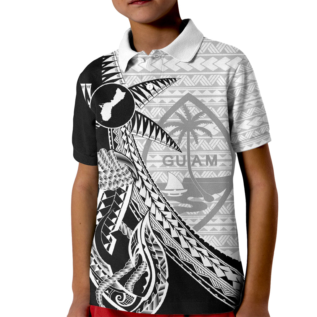 Guam Fish Hook and Palm Tree Kid Polo Shirt Polynesian Pattern Half Style