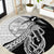 Guam Fish Hook and Palm Tree Round Carpet Polynesian Pattern Half Style