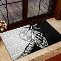 Guam Fish Hook and Palm Tree Rubber Doormat Polynesian Pattern Half Style