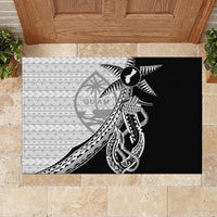 Guam Fish Hook and Palm Tree Rubber Doormat Polynesian Pattern Half Style