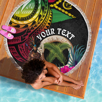 Personalised Vanuatu 44th Anniversary Beach Blanket Boars Tusk and Melanesian Warrior Indipendens Dei LT03 - Polynesian Pride