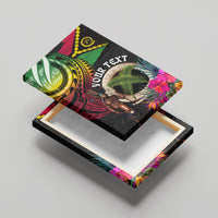 Personalised Vanuatu 44th Anniversary Canvas Wall Art Boars Tusk and Melanesian Warrior Indipendens Dei LT03 - Polynesian Pride
