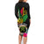 Personalised Vanuatu 44th Anniversary Family Matching Long Sleeve Bodycon Dress and Hawaiian Shirt Boars Tusk and Melanesian Warrior Indipendens Dei