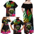 Personalised Vanuatu 44th Anniversary Family Matching Off Shoulder Maxi Dress and Hawaiian Shirt Boars Tusk and Melanesian Warrior Indipendens Dei