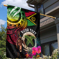 Personalised Vanuatu 44th Anniversary Garden Flag Boars Tusk and Melanesian Warrior Indipendens Dei LT03 - Polynesian Pride