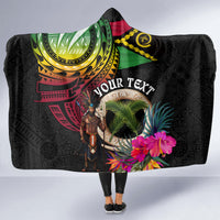 Personalised Vanuatu 44th Anniversary Hooded Blanket Boars Tusk and Melanesian Warrior Indipendens Dei LT03 - Polynesian Pride