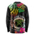 Personalised Vanuatu 44th Anniversary Long Sleeve Shirt Boars Tusk and Melanesian Warrior Indipendens Dei