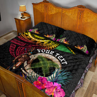 Personalised Vanuatu 44th Anniversary Quilt Bed Set Boars Tusk and Melanesian Warrior Indipendens Dei LT03 - Polynesian Pride