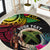 Personalised Vanuatu 44th Anniversary Round Carpet Boars Tusk and Melanesian Warrior Indipendens Dei