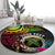 Personalised Vanuatu 44th Anniversary Round Carpet Boars Tusk and Melanesian Warrior Indipendens Dei