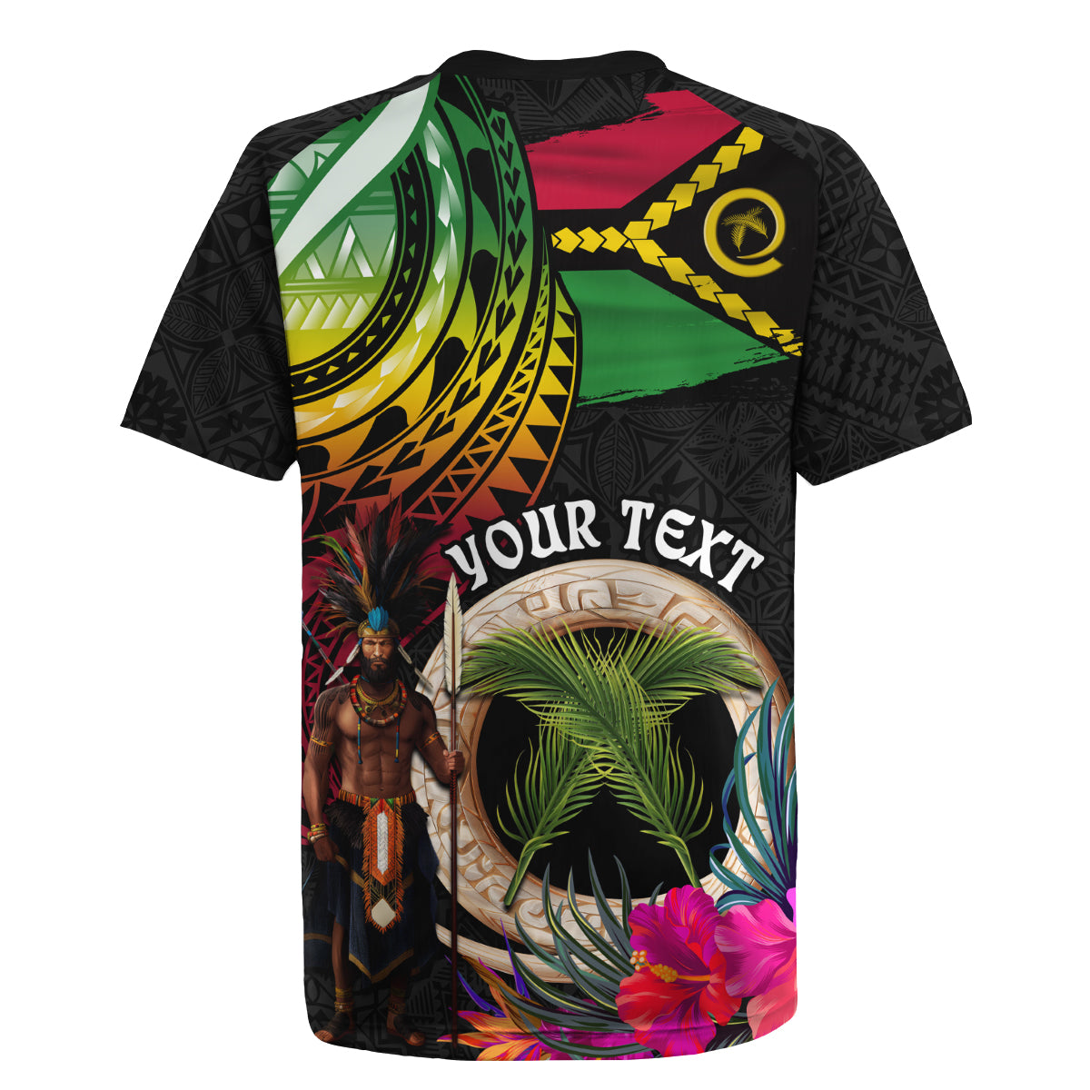 Personalised Vanuatu 44th Anniversary Rugby Jersey Boars Tusk and Melanesian Warrior Indipendens Dei LT03 - Polynesian Pride
