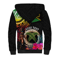 Personalised Vanuatu 44th Anniversary Sherpa Hoodie Boars Tusk and Melanesian Warrior Indipendens Dei LT03 - Polynesian Pride