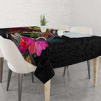 Personalised Vanuatu 44th Anniversary Tablecloth Boars Tusk and Melanesian Warrior Indipendens Dei LT03 - Polynesian Pride