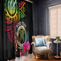 Personalised Vanuatu 44th Anniversary Window Curtain Boars Tusk and Melanesian Warrior Indipendens Dei LT03 - Polynesian Pride