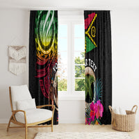 Personalised Vanuatu 44th Anniversary Window Curtain Boars Tusk and Melanesian Warrior Indipendens Dei LT03 - Polynesian Pride