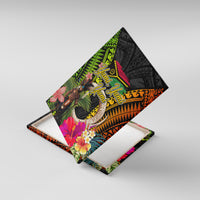 Vanuatu Independence Day Canvas Wall Art Boars Tusk and Melanesian Warrior Indipendens Dei LT03 With Frame Black - Polynesian Pride