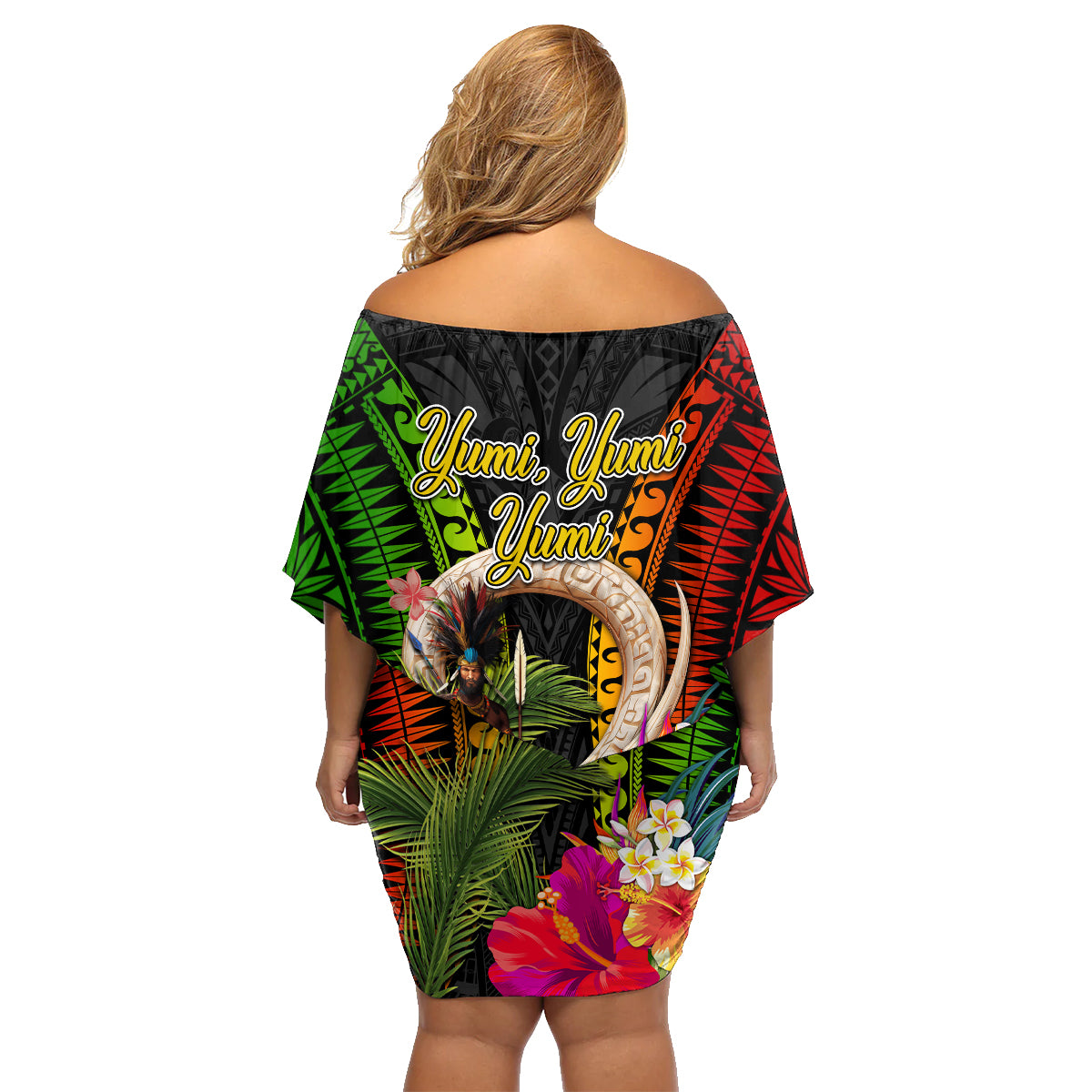 Vanuatu Independence Day Family Matching Off Shoulder Short Dress and Hawaiian Shirt Boars Tusk and Melanesian Warrior Indipendens Dei