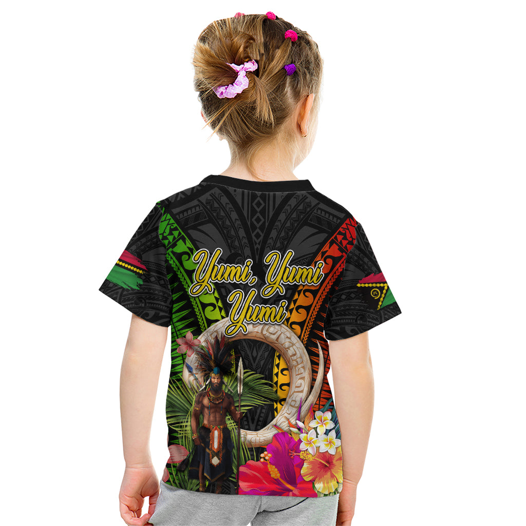 Vanuatu Independence Day Kid T Shirt Boars Tusk and Melanesian Warrior Indipendens Dei