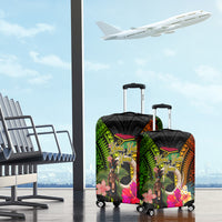 Vanuatu Independence Day Luggage Cover Boars Tusk and Melanesian Warrior Indipendens Dei