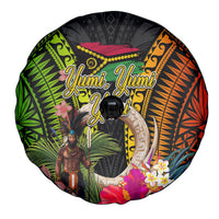 Vanuatu Independence Day Spare Tire Cover Boars Tusk and Melanesian Warrior Indipendens Dei LT03 - Polynesian Pride