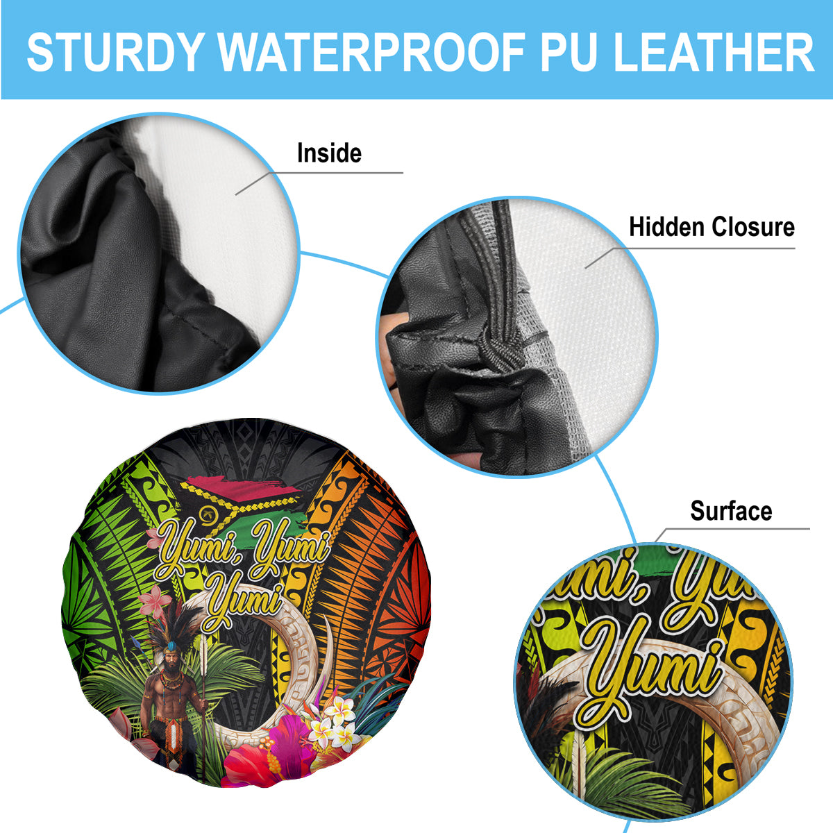 Vanuatu Independence Day Spare Tire Cover Boars Tusk and Melanesian Warrior Indipendens Dei LT03 - Polynesian Pride