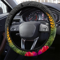 Vanuatu Independence Day Steering Wheel Cover Boars Tusk and Melanesian Warrior Indipendens Dei LT03 - Polynesian Pride