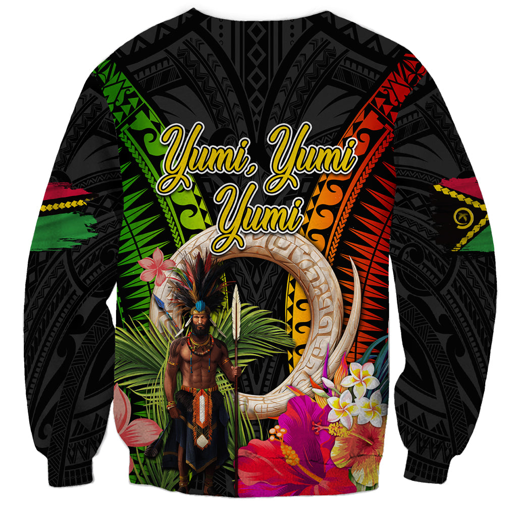 Vanuatu Independence Day Sweatshirt Boars Tusk and Melanesian Warrior Indipendens Dei LT03 - Polynesian Pride