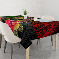 Vanuatu Independence Day Tablecloth Boars Tusk and Melanesian Warrior Indipendens Dei