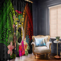 Vanuatu Independence Day Window Curtain Boars Tusk and Melanesian Warrior Indipendens Dei LT03 - Polynesian Pride