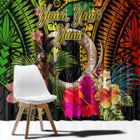Vanuatu Independence Day Window Curtain Boars Tusk and Melanesian Warrior Indipendens Dei LT03 - Polynesian Pride