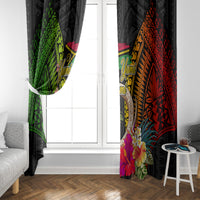 Vanuatu Independence Day Window Curtain Boars Tusk and Melanesian Warrior Indipendens Dei LT03 - Polynesian Pride