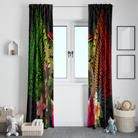Vanuatu Independence Day Window Curtain Boars Tusk and Melanesian Warrior Indipendens Dei LT03 - Polynesian Pride