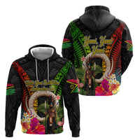 Vanuatu Independence Day Zip Hoodie Boars Tusk and Melanesian Warrior Indipendens Dei